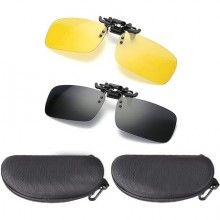 Lentile polarizate pentru ochelari de vedere, EDAR®, tip Clip On, de condus ziua si noaptea + 2 tocuri incluse Lentile polarizate pentru ochelari de vedere, EDAR®, tip Clip On, de condus ziua si noaptea + 2 tocuri incluse