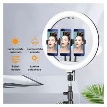 Lampa Circulara SIKS, Ring Light LED Make-UP, 45cm, 18inch, Telecomanda Selfie, 3 Moduri De Lumina, 10 Trepte Intensitate Lum... Lampa Circulara SIKS, Ring Light LED Make-UP, 45cm, 18inch, Telecomanda Selfie, 3 Moduri De Lumina, 10 Trepte Intensitate Lum...