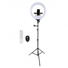 Lampa Circulara cu LED EDAR, 18 inch, Telecomanda Selfie Inclusa, Trepied, Ideala pentru Fotografii, Clipuri Video, Control d...
