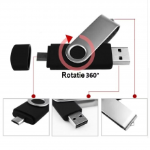 Stick Memorie EDAR, 8 GB, 2 IN 1, cu USB 2.0 si Type-C, Rotativ 360⁰, Waterproof, Compatibil cu Dispozitive cu port Type C, c...