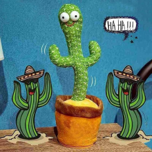Jucarie interactiva EDAR Cactus Vorbitor si Dansator, Imita, Canta, Educativ, 32 cm, cu USB, Verde