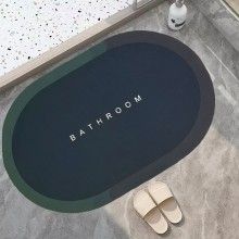 Covor de Baie Antiderapant SIKS, Model „ Bathroom ”, Oval, 57 x 38 cm, Bleumarine