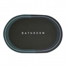 Covor de Baie Antiderapant SIKS, Model „ Bathroom ”, Oval, 57 x 38 cm, Negru/Bleumarine