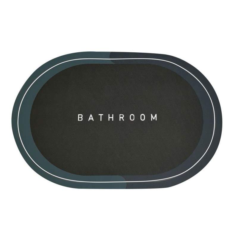 Covor de Baie Antiderapant SIKS, Model „ Bathroom ”, Oval, 57 x 38 cm, Negru/Bleumarine Covor de Baie Antiderapant SIKS, Model „ Bathroom ”, Oval, 57 x 38 cm, Negru/Bleumarine