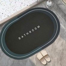Covor de Baie Antiderapant SIKS, Model „ Bathroom ”, Oval, 57 x 38 cm, Negru/Bleumarine Covor de Baie Antiderapant SIKS, Model „ Bathroom ”, Oval, 57 x 38 cm, Negru/Bleumarine