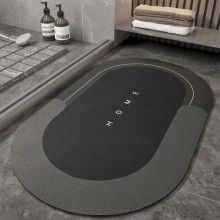 Covor de Baie Antiderapant EDAR, Model „Home”, Oval, 57 x 38 cm, Negru