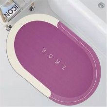 Covor de Baie Antiderapant SIKS, Model „Home”, Oval, 57 x 38 cm, Rose