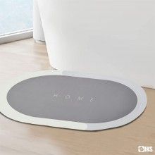 Covor de Baie Antiderapant SIKS, Model „Home”, Oval, 57 x 38 cm, Gri Deschis