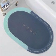 Covor de Baie Antiderapant SIKS, Model „Home”, Oval, 57 x 38 cm, Bleumarin/Blue