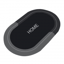 Covor de Baie Antiderapant EDAR, Model „Home”, Substrat Absorbant, Covoras cu Uscare Rapida, Oval, 80 x 56 cm, Negru