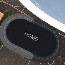 Covor de Baie Antiderapant EDAR, Model „Home”, Substrat Absorbant, Covoras cu Uscare Rapida, Oval, 80 x 56 cm, Negru