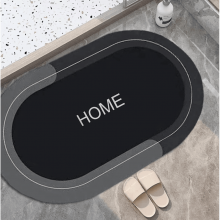 Covor de Baie Antiderapant EDAR, Model „Home”, Substrat Absorbant, Covoras cu Uscare Rapida, Oval, 80 x 56 cm, Negru Covor de Baie Antiderapant EDAR, Model „Home”, Substrat Absorbant, Covoras cu Uscare Rapida, Oval, 80 x 56 cm, Negru