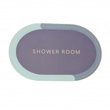 Covor de Baie Antiderapant SIKS, Model „ Shower Room ”, Oval, 57 x 38 cm, Mov