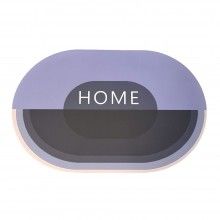 Covor de Baie Antiderapant SIKS, Model „Home”, Oval, 57 x 38 cm, Mov/Negru