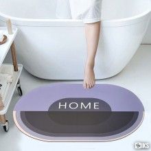 Covor de Baie Antiderapant SIKS, Model „Home”, Oval, 57 x 38 cm, Mov/Negru