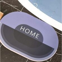 Covor de Baie Antiderapant SIKS, Model „Home”, Oval, 57 x 38 cm, Mov/Negru