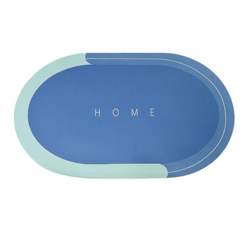 Covor de Baie Antiderapant EDAR, Model „Home”, Oval, 57 x 38 cm, Albastru Marin