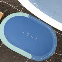 Covor de Baie Antiderapant EDAR, Model „Home”, Oval, 57 x 38 cm, Albastru Marin