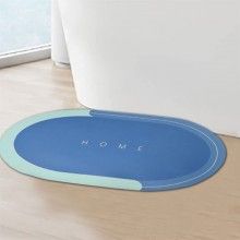 Covor de Baie Antiderapant EDAR, Model „Home”, Oval, 57 x 38 cm, Albastru Marin