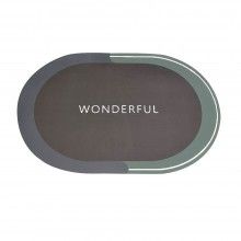 Covor de Baie Antiderapant SIKS, Model „Wonderful”, Oval, 57 x 38 cm, Negru/Verde