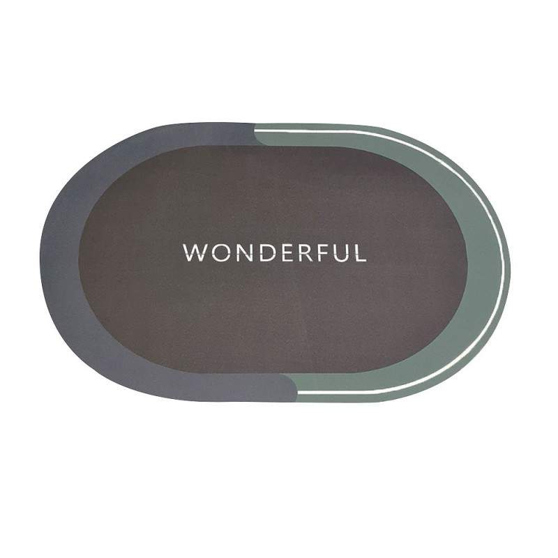 Covor de Baie Antiderapant SIKS, Model „Wonderful”, Oval, 57 x 38 cm, Negru/Verde