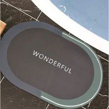 Covor de Baie Antiderapant SIKS, Model „Wonderful”, Oval, 57 x 38 cm, Negru/Verde