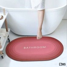 Covor de Baie Antiderapant SIKS, Model „Bathroom ”, Oval, 57 x 38 cm, Grena