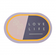 Covor de Baie Antiderapant EDAR, Model „Love Life”, Oval, 57 x 38 cm, Mov Lila