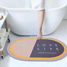 Covor de Baie Antiderapant EDAR, Model „Love Life”, Oval, 57 x 38 cm, Mov Lila Covor de Baie Antiderapant EDAR, Model „Love Life”, Oval, 57 x 38 cm, Mov Lila