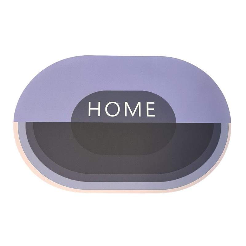 Covor de Baie Antiderapant EDAR, Model „Home”, Oval, 57 x 38 cm, Mov/Negru