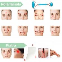 Set rola Safir si Opal SIKS pentru Masaj Facial si Corporal, Piatra de Safir, Efect de Intinerire a Pielii si Drenaj Limfatic...