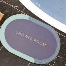 Covor de Baie Antiderapant EDAR, Model „ Shower Room ”, Oval, 57 x 38 cm, Mov Covor de Baie Antiderapant EDAR, Model „ Shower Room ”, Oval, 57 x 38 cm, Mov