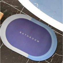 Set 2 x Covor de Baie Antiderapant SIKS, Model „ Bathroom ”, Oval, 57 x 38 cm, Albastru/Mov