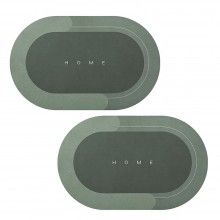 Set 2 x Covor de Baie Antiderapant SIKS, Model „Home”, Oval, 57 x 38 cm, Verde