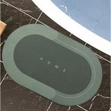Set 2 x Covor de Baie Antiderapant SIKS, Model „Home”, Oval, 57 x 38 cm, Verde