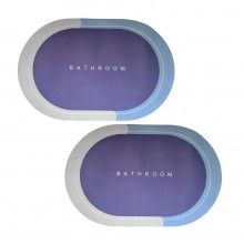 Set 2 x Covor de Baie Antiderapant EDAR, Model „ Bathroom ”, Oval, 57 x 38 cm, Albastru/Mov