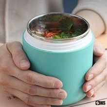 Caserola Termica SIKS Pentru Supa, Lingura Inclusa, Din Otel Inoxidabil, 430 Ml, Mini Termos Pentru Pranz, Turcoaz