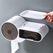 Suport Hartie Igienica SIKS Cu Raft Depozitare Servetele Umede Si Spatiu Pentru Telefon, Alb