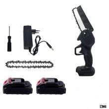 Mini Fierastrau Electric Portabil De Mana SIKS, Cu Lant, Mini Drujba Cu Acumulator, Cu Protectie Lant, 6 Inch, 24V, 2 Baterii...
