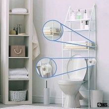Organizator SIKS, Suport De Baie, 3 Rafturi Peste Toaleta, 155 X25 X46 cm, Alb