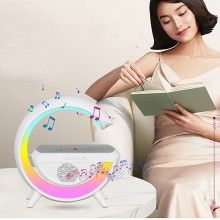 Boxa Multifunctionala 3 in 1 SIKS, Lampa LED RGB Smart, Boxa Bluetooth, Incarcator Telefon Wireless, Lumina RGB, Alb