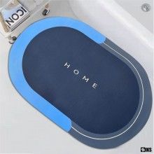 Covor de Baie Antiderapant SIKS, Model „Home”,Oval, 57 x 38 cm, Bleumarine / Albastru