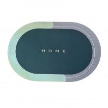 Covor de Baie Antiderapant SIKS, Model „Home”,Oval, 57 x 38 cm, Verde / Blue