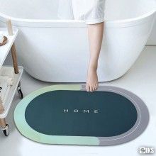 Covor de Baie Antiderapant SIKS, Model „Home”,Oval, 57 x 38 cm, Verde / Blue