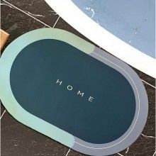 Covor de Baie Antiderapant SIKS, Model „Home”,Oval, 57 x 38 cm, Verde / Blue