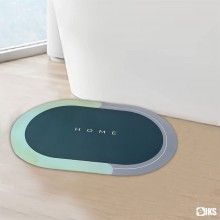 Covor de Baie Antiderapant SIKS, Model „Home”,Oval, 57 x 38 cm, Verde / Blue