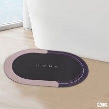 Covor de Baie Antiderapant SIKS, Model „Home”,Oval, 57 x 38 cm, Roz/Negru