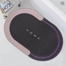 Covor de Baie Antiderapant SIKS, Model „Home”,Oval, 57 x 38 cm, Roz/Negru Covor de Baie Antiderapant SIKS, Model „Home”,Oval, 57 x 38 cm, Roz/Negru