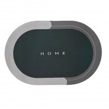 Covor de Baie Antiderapant SIKS, Model „Home”,Oval, 57 x 38 cm, Verde / Gri
