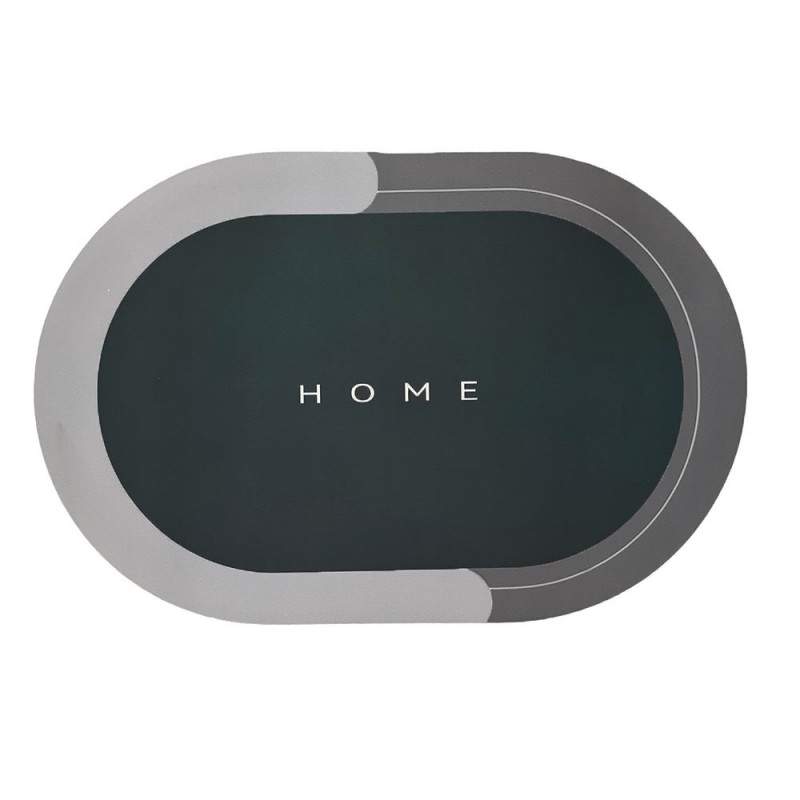 Covor de Baie Antiderapant SIKS, Model „Home”,Oval, 57 x 38 cm, Verde / Gri